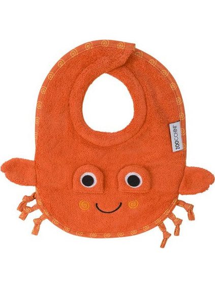Zoocchini Charlie The Crab Σαλιάρα από 100% Βαμβάκι με Αυτοκόλλητο Πορτοκαλί