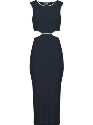 Emporio Armani Midi Καλοκαιρινό Καθημερινό Φόρεμα Μεταξωτό Navy Μπλε 7W000301AF12654-UB102