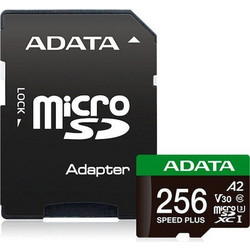 Adata Speed Plus microSDXC 256GB Class 10 U3 V30 UHS-I A2 180MB/s + Adapter