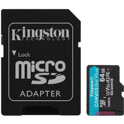Kingston Canvas Go Plus Gen4 microSDXC 64GB Class 10 U3 V30 UHS-I A2 200MB/s + Adapter