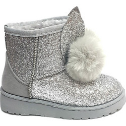 UGG Παιδικά Μποτάκια Ασημί με Γούνα C8336GREY