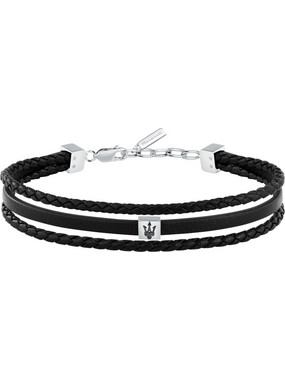 Maserati Ανδρικό Βραχιόλι Χειροπέδα από Δέρμα & Ατσάλι JM525AVE32
