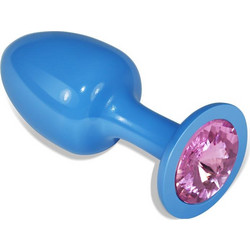 Lovetoy Metal Πρωκτική Σφήνα Diamond Plug 8.3cm Μπλε Ροζ