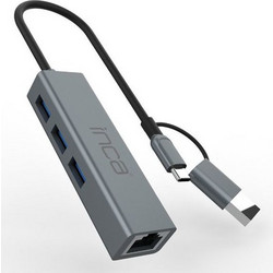 Inca IUTP-03TX USB Hub 3.0 USB-C με 4 Θύρες USB-A / Ethernet