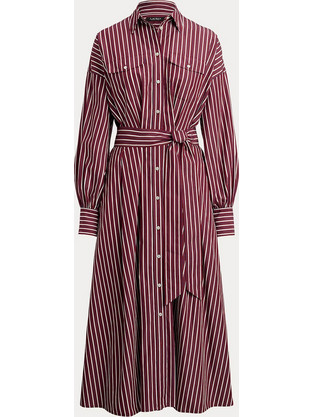 Polo Ralph Lauren Midi Καθημερινό Φόρεμα Σεμιζιέ Μπορντό 200P03516001