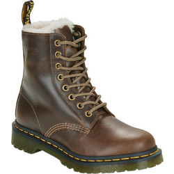 Dr. Martens 1460 Γυναικεία Αρβυλάκια Δερμάτινα Καφέ με Χοντρό Χαμηλό Τακούνι και Γούνα 32019777