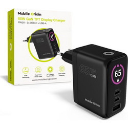 Mobile Origin PW20 Φορτιστής χωρίς Καλώδιο με Θύρα USB-A & 2 Θύρες USB-C 65W Power Delivery