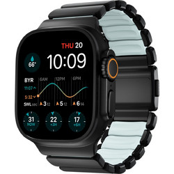 Nomad Stratos Titanium FKM Λουράκι Μεταλλικό Black / Icy Blue Glow (Apple Watch 42 / 44 / 45 / 46 / 49mm)