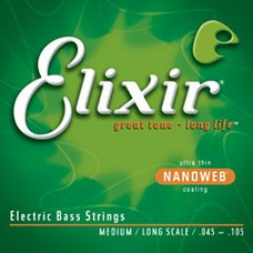 Elixir Strings Nanoweb Σετ 4 Χορδές Ηλεκτρικού Μπάσου 45-100" Medium Tension