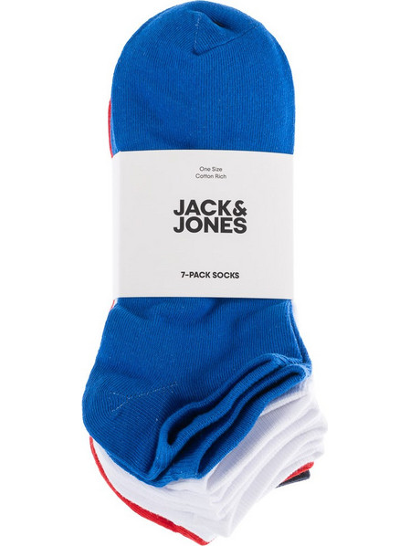 Jack & Jones Ανδρικές Κάλτσες Κοντές Λευκές Royal Blue Κόκκινες Navy Μπλε 7Pack 12210460