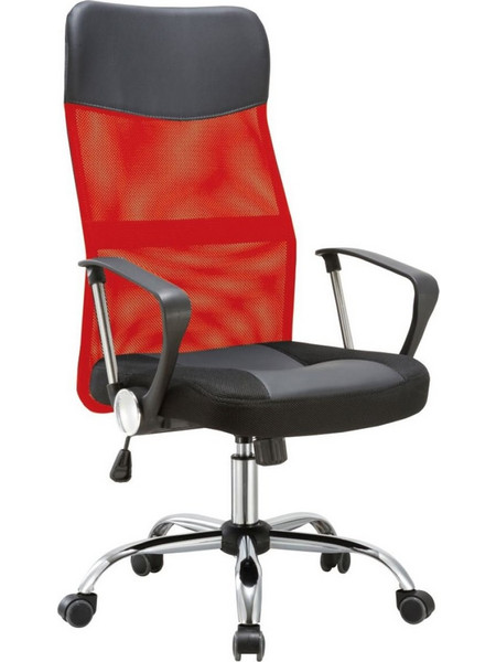 Woodwell BF2400-PVC Καρέκλα Γραφείου με Προσκέφαλο Στήριξη Μέσης και Ανάκλιση Μαύρη Κόκκινη ΕΟ502,3P