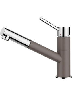 Blanco Kano-S 526952 Μπαταρία Κουζίνας Πάγκου Διπλής Παροχής Ανάμεικτη με Ντουζ Γκρι