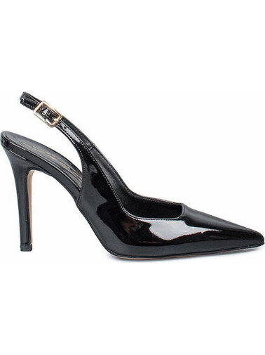Sante Γόβες Slingback Λουστρίνι με Τακούνι Στιλέτο Μαύρες 26-211-01