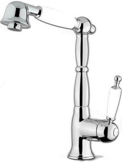 Bugnatese Oxford 201-6388-100 Μπαταρία Κουζίνας Πάγκου Διπλής Παροχής Ανάμεικτη με Ντουζ Inox