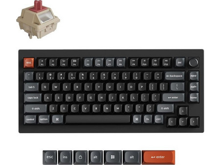 Keychron V1 Ultra 8K Ασύρματο Μηχανικό Gaming Πληκτρολόγιο TenKeyLess με Keychron Silk POM Red Διακόπτες RGB Black