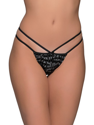 Milena By Paris Γυναικείο Sexy String Μαύρο Ασημί 7729