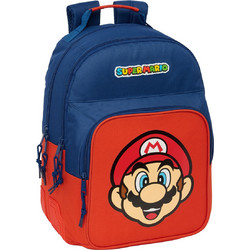 Safta Super Mario Mamma Mia Σχολική Τσάντα Πλάτης Δημοτικού Μπλε Κόκκινη S4313704