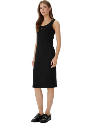 Calvin Klein Midi Καλοκαιρινό Καθημερινό Φόρεμα Ριπ Μαύρο LV047F257G-UB1
