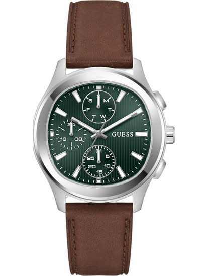 Guess Palmer Ανδρικό Ρολόι με Καφέ Δερμάτινο Λουράκι GW1049G1