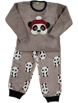 Rachel Panda Παιδική Πιτζάμα Fleece Χειμωνιάτικη Καφέ 12265