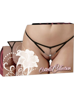 Cottelli Γυναικείο Sexy String Αυτοκινήτου με Πέρλες Μαύρο 23210761121