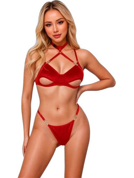 Adalet Ingrid Σετ Sexy Εσώρουχα Κόκκινα A-843