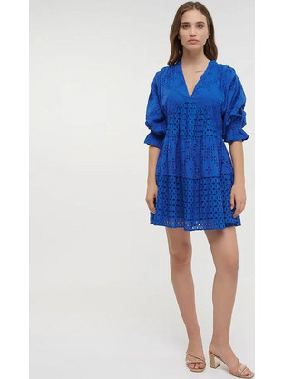 Inart Ble Mini Καλοκαιρινό Βραδινό Φόρεμα Royal Blue 5-41-415-0032