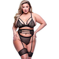 Baci Σετ Sexy Εσώρουχα See Through με Ζαρτιέρες Μαύρα 4890808248829