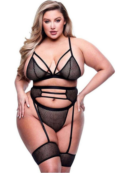 Baci Σετ Sexy Εσώρουχα See Through με Ζαρτιέρες Μαύρα 4890808248829