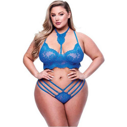 Baci Σετ Sexy Εσώρουχα See Through με Δαντέλα Μπλε 4890808249031
