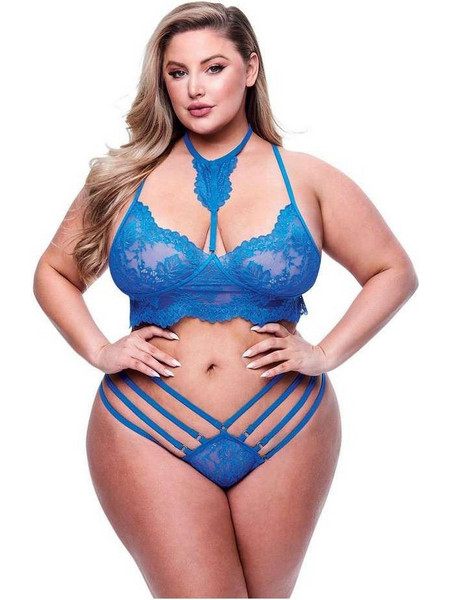 Baci Σετ Sexy Εσώρουχα See Through με Δαντέλα Μπλε 4890808249031