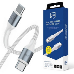 3mk Braided USB-C to USB-C 100W 1m White 5903108680387