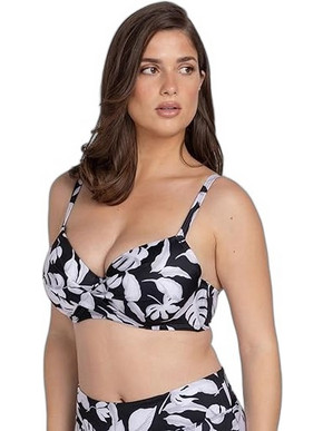 Dorina Mercadona Bikini Set Ψηλόμεσο Floral Μαύρο Λευκό