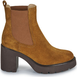 Unisa Klino Γυναικεία Μποτάκια Chelsea Suede Καφέ με Χοντρό Ψηλό Τακούνι