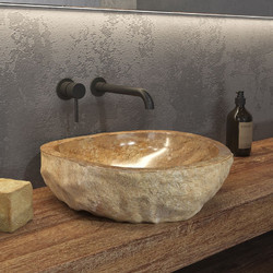 Karag ONYX Επικαθήμενος Νιπτήρας Μπάνιου Πέτρινος 45x40x15cm Μπεζ