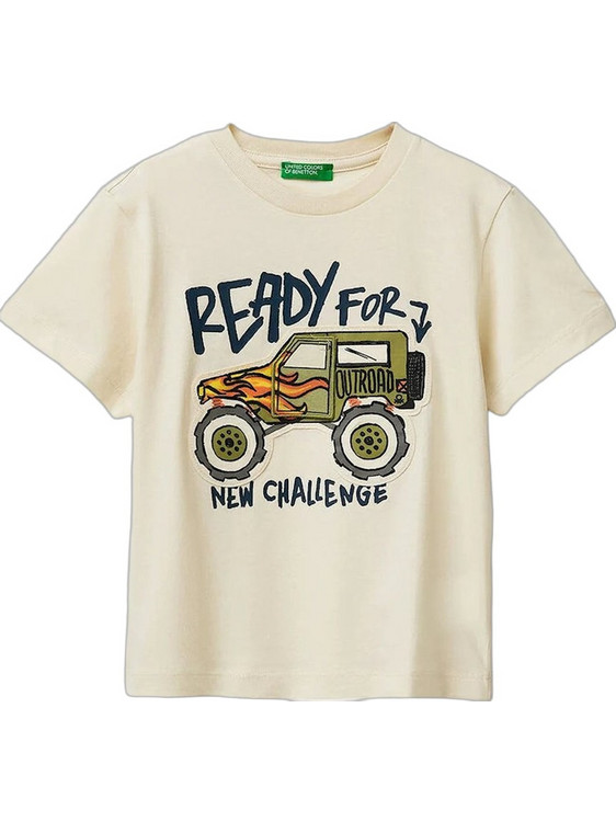 Benetton Παιδικό T-Shirt Κοντομάνικο Μπεζ 3I1XC10TC-28G
