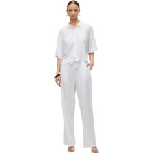 Vero Moda Ψηλόμεση Υφασμάτινη Γυναικεία Παντελόνα Relaxed Εφαρμογή με Λάστιχο Λευκή 10305091