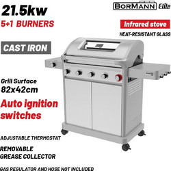 Bormann Elite Legend BBQ7061 Φορητή Ψησταριά Υγραερίου με 5 Εστίες και Πλαϊνό Μάτι 21.5kW Επιφάνειας 82x42cm BBQ7061 084242