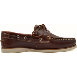 Hawkins Ανδρικά Μοκασίνια Boat Shoes Δερμάτινα Καφέ Λευκά 3000P