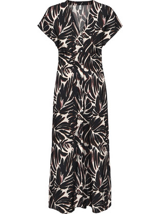Only Mollie Midi Καλοκαιρινό Καθημερινό Φόρεμα Floral Μπεζ Μαύρο 15317842