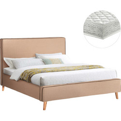 HomeMarkt Indra Κρεβάτι Υπέρδιπλο Υφασμάτινο με Στρώμα & Τελάρο 160x200cm HM21280.02