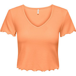 Only Γυναικείο Καλοκαιρινό Crop Top Ριπ Πορτοκαλί 15256816