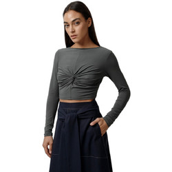Helmi Γυναικείο Χειμερινό Crop Top Ανθρακί 56-03-010