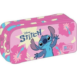 Must Disney Stitch Κασετίνα Βαρελάκι με 2 Θήκες Ροζ 565973