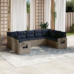 vidaXL Σετ Σαλόνι Κήπου Rattan 9τμχ Μπλε Μπεζ 3220600