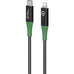 Microconnect Braided USB-C to Lightning Cable 1m Black Green MC-SMARTUSBC-L-1