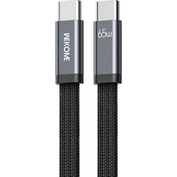 Wekome WDC-C16 Braided Flat USB-C to USB-C 65W 1.2m Black