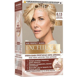 L'Oreal Excellence Creme Age Perfect Nudes 8.13 Ανοιχτό Ξανθό Μπλε Σαντρέ Χρυσό Μόνιμη Βαφή Μαλλιών Xωρίς Αμμωνία