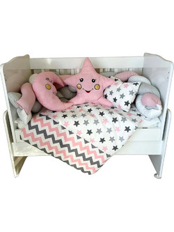 Stewe Home Σετ Κούνιας White/Pink 7τμχ