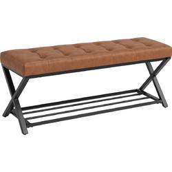 Stewe Home Παπουτσοθήκη Σκαμπό Μεταλλική Καφέ M112xΠ37xΥ47cm 837-762V00BN